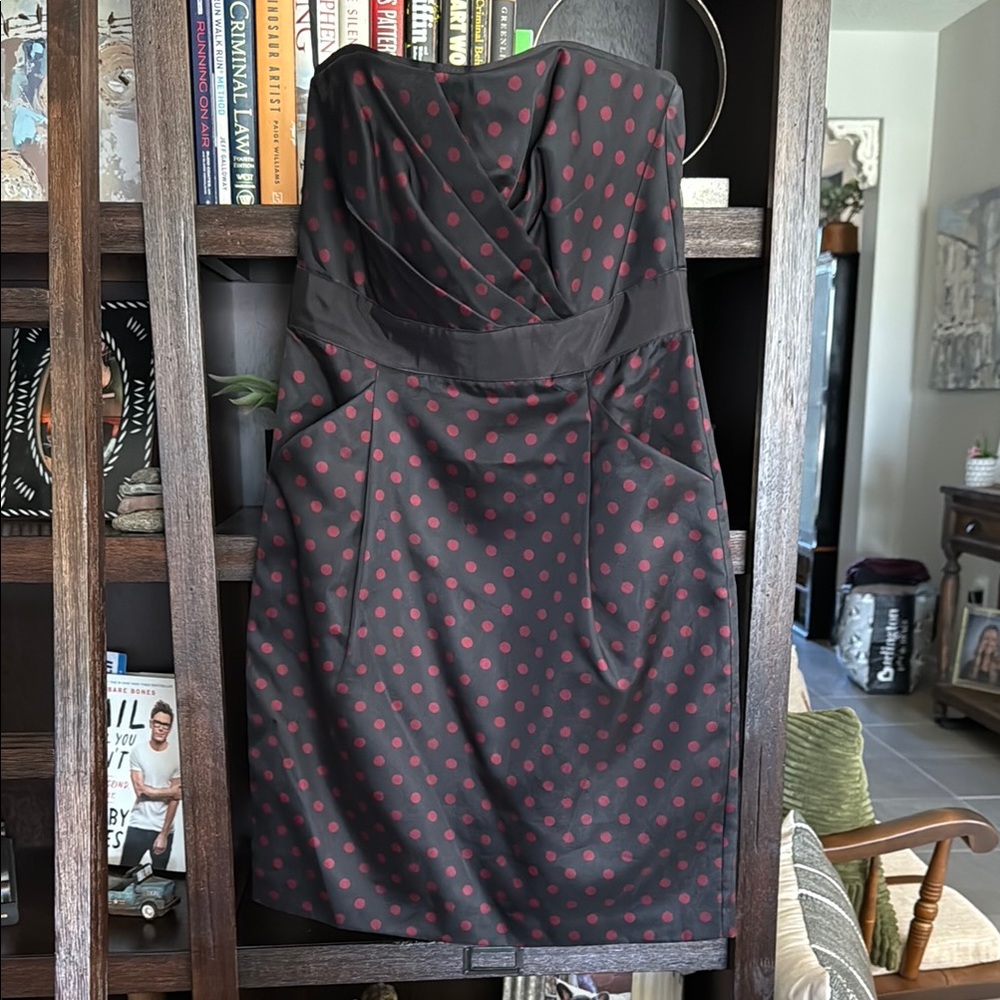 Elegant Black and Red Polka Dot Dress